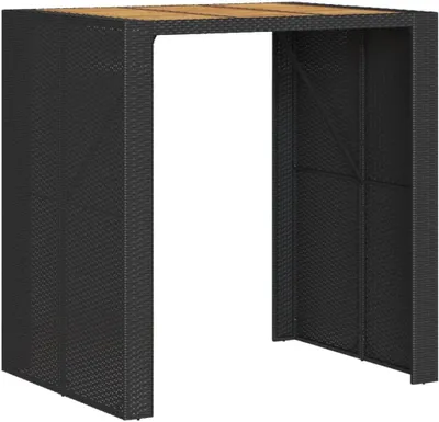 Produktbild von Outdoor-Bartisch für Garten und Terrasse mit pflegeleichter Akazienholzplatte und stabilem PE-Rattan-Gestell, langlebiger Gartentisch aus Polyrattan