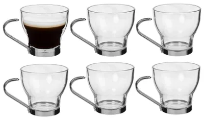 Produktbild von Alessandro Kaffeeglaser - 6 Stuck - 100ml - mit Edelstahlgriff