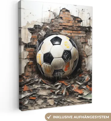 Obrázok produktu pre MuchoWow® - Plátno - Futbal - Nástenné - Čierne - Biele, nástenný obraz, nástenné dekorácie obrazy obývacia izba, 30x40cm