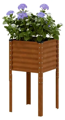 Produktbild von Pflanzkübel Hochbeet aus Metall für Garten und Terrasse 45x45x88 cm Cortenstahl