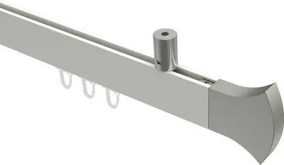 Produktbild von Interdeco Innenlaufstange / Gardinenstange mit Innenlauf Weiß / Edelstahl-Optik, Typ Sonius Conex (Rundung) Deckenmontage, 14x35 mm 1-läufig, 220 cm