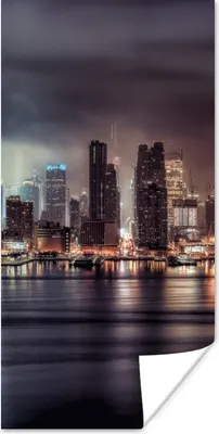 Produktbild von MuchoWow® Poster New York - Sturm - Skyline 60x120 cm - Wandschmuck