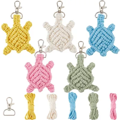 Makramee-Schlüsselanhänger-Set, 5 Stück, Meeresschildkröte, DIY, mit Anleitung