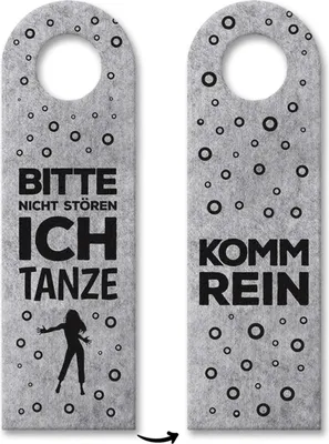 Produktbild von Bitte nicht stören, ich tanze oder Komm rein Türhänger mit Tanz Motiv in Grau