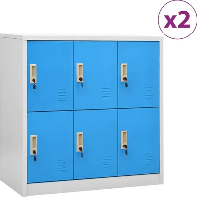 Image de Armoires à casiers 2 pcs Gris clair et bleu 90x45x92,5 cm Acier