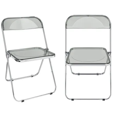 Produktbild von Klappstuhl 2er Set Lounge-Sessel Besuchersstuhl Transparentes Grau
