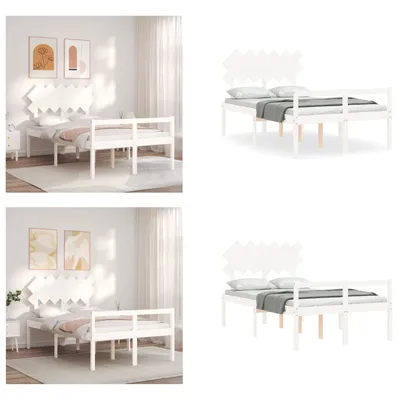 Produktbild von vidaXL Seniorenbett mit Kopfteil Weiß Massivholz - Seniorenbett - Seniorenbetten - Bett Für Senioren - Betten Für Senioren