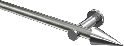 Produktbild von Interdeco Gardinenstange / Vorhangstange Edelstahl-Optik / Chrom, Typ Platon Savio (Kegel) ohne Ringe, 20 mm Ø 1-läufig, 320 cm