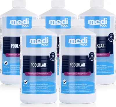 Produktbild von mediPOOL Poolklar 1L - Konzentrierter Trübungsentferner (5er Pack)