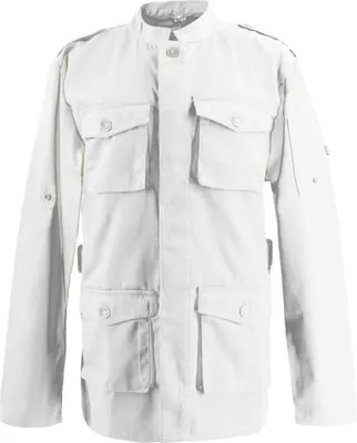 Produktbild von Kochjacke Parkastyle, langarm, Druckknöpfe, Fb. weiss, Gr. M : weiß : 65% Polyester 35%Baumwolle 220 g/m² : M