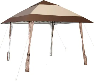 Immagine prodotto di Gazebo pop-up 4x4 m, gazebo pieghevole portatile con 8 picchetti, 4 corde, 1 borsa per il trasporto e 4 tasche laterali, gazebo per feste regolabile in altezza con protezione UV e fori di ventilazione, marrone