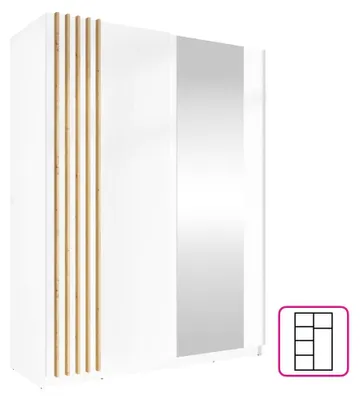 Produktbild von Kondela Kleiderschrank mit Schiebetüren Bajadero Typ 1 2D-150 - weiß / Eiche Artisan