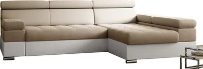 Produktbild von Ecksofa mit Schlaffunktion PAULO, Beige +Öko-weisse, Inari 26+biała eco, Ottomane Rechts,