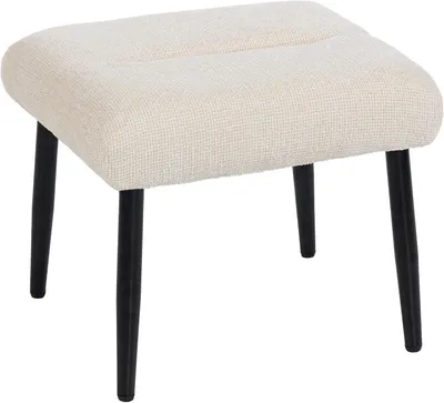 Produktbild von Cremeweißer Sitzhocker mit weichem Sitzkissen und Stahlbeinen