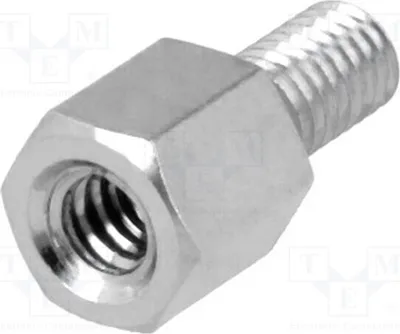 Zdjęcie produktu dla 10 sztuk, łącznik dystansowy z gwintem: wewnętrzny gwint: 5 mm, zewnętrzny gwint: M3, oznaczenie: 2103X05/6, elementy dystansowe