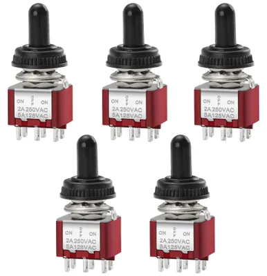Productafbeelding van Set van 5 ON-OFF-ON DPDT mini-tuimelschakelaars 6-polig