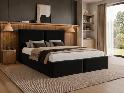 Produktbild von Emlar Polsterbett Estelle 120x200 cm - Designerbett mit Bettkasten & Metalllattenrost - Velvet-Stoff - Doppelbett mit Stauraum Schwarz (Magic Velvet 2219)