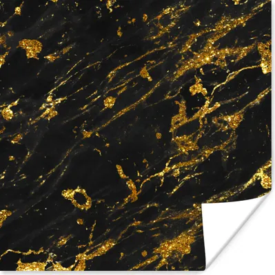 Produktbild von MuchoWow® Poster Marmor - Gold - Schwarz - Stein 50x50 cm - Wohnzimmerdekoration