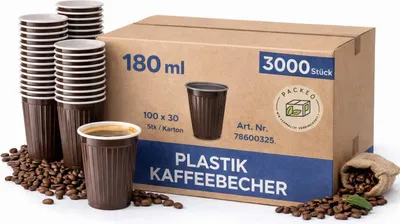 Produktbild von PACKEO Coffee-to-go-Becher Automatenbecher 180 ml – Kaffeebecher für Kaffeeautomaten | Braun-Weiß - 1000 Stück