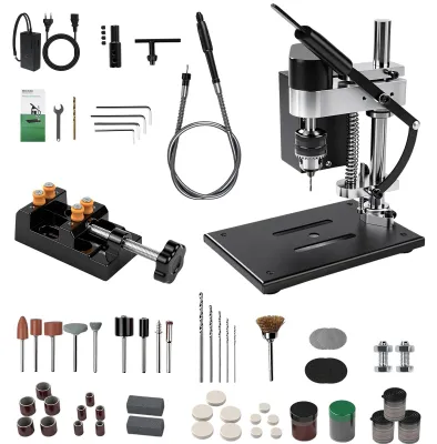 Imagen del producto de Mini taladro de columna - 7 velocidades - 200 vatios de potencia - Portabrocas de 0,6 a 6 mm