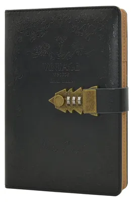 Productafbeelding van Dagboek met cijferslot, Polyurethanleer, 215x150 mm, zwart