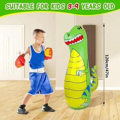 Obrázok produktu pre Ibenzoa® nafukovací boxovací vak v tvare dinosaura pre deti s rukavicami, výška 120 cm, ideálny na aktívne hranie