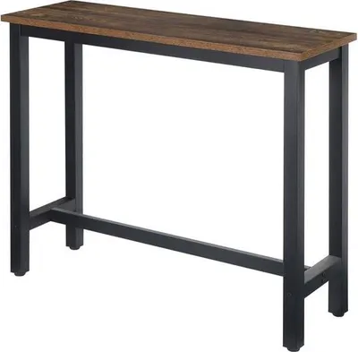 Zdjęcie produktu dla Wysoki stolik - Z podnóżkiem - Ciemne drewno - 140x40x100 cm - Do użytku wewnętrznego i zewnętrznego