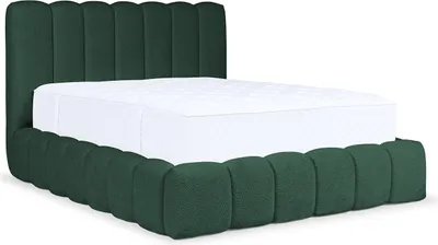 Produktbild von MEBLINI Carlos Polsterbett 120x200 mit Lattenrost und Matratze - Bubble Bett - Cloud Bett - Marshmallow Bed - Kopfteil Bett mit Stauraum - Betten - 120x200 - Grün Boucle/H3