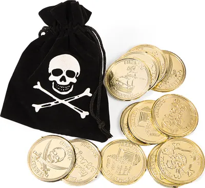 Produktbild von Piraten Goldsack mit Goldstücken Goldbeutel 3 Stück