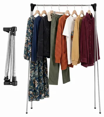 Produktbild von Zusammenklappbarer Kleiderständer Tragbar Verstellbar Edelstahl für Reisen und Camping