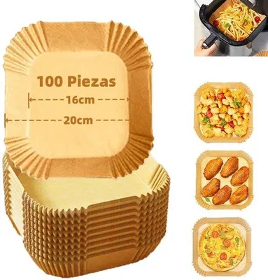 Immagine prodotto di Carta da forno per friggitrice ad aria, 100 fogli, 16 cm, antiaderente, resistente all'acqua