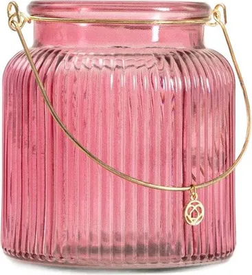 Produktbild von HOMLA FIG geriffelte Laterne mit Anhänger rosa 10x11 cm