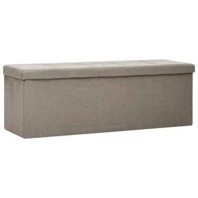 Immagine prodotto di Panchina pieghevole con vano portaoggetti VidaXL, color taupe, effetto lino