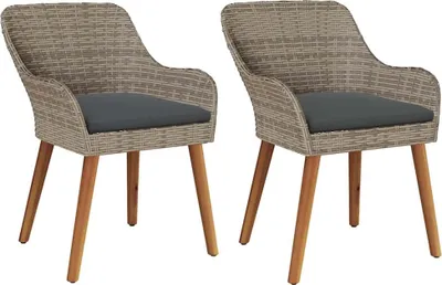 Obrázok produktu pre vidaXL Záhradná stolička, 2 ks, čierna, 62,5 x 55 x 82 cm, poly-ratan