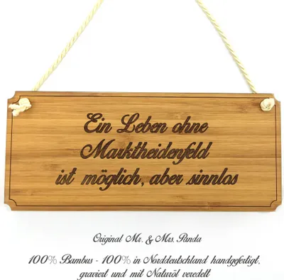 Produktbild von Mr. & Mrs. Panda Schild Marktheidenfeld - Geschenk, Shabby, Wegweiser, Praxisschild, Landhaus, Werbeschild, Hinweisschild, Graviert, Türschild, Geschenkidee