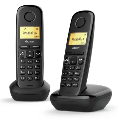 Produktbild von Gigaset A270 Duo, DECT-Telefon, Kabelloses Mobilteil, Freisprecheinrichtung, 80 Eintragungen, Anrufer-Identifikation, Schwarz