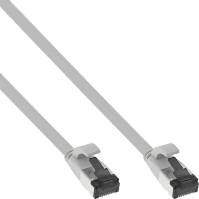 Produktbild von InLine Patchkabel flach, U/FTP, Cat.8.1, TPE halogenfrei, grau, 5m, 5 m, Cat8.1, U/FTP (STP), RJ-45, RJ-45, Grau