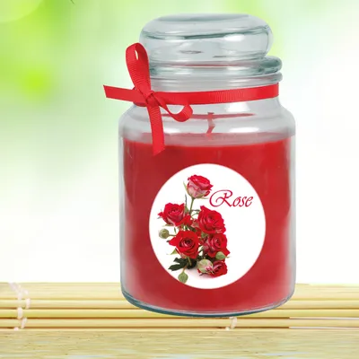 Produktbild von Duftkerze im Glas Rose 16 x Ø10 cm – Bonbon Glas groß mit Deckel, ca. 110 Std. Brenndauer, Geschenk-Deko für Zuhause