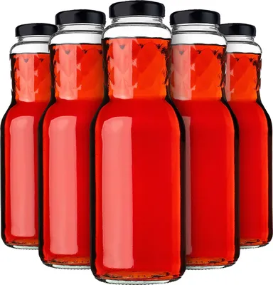 Produktbild von KADAX Glasflaschen 1L, Schwarz 20 Stück, Saftflaschen mit Schraubverschluss fi53mm, leere Flaschen zum Einkochen & Befüllen, Einmachflaschen für Saft, Weithalsflasche