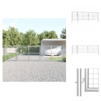 Imagen del producto de vidaXL Puerta de malla metálica, color plateado, 500x175 cm, acero galvanizado - Puertas para jardín