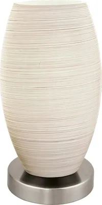 Produktbild von EGLO Tischlampe Batista 3, 1 flammige Tischleuchte, Nachttischlampe aus Stahl in Silber, Glas in Weiß mit Wischtechnik, E27 Fassung, inkl. Schalter