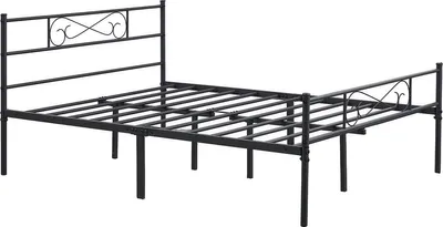 Obrázok produktu pre Kovový rám postele Happyment - 140x200cm - vrátane lamelového roštu - Manželská posteľ - čierna