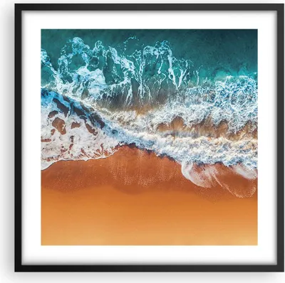 Produktbild von Gerahmtes Poster - Schwarzer Rahmen - Sand Wasser Strand - 50x50 cm - Wand Bild - Wanddeko - Wandbilder - Kunstposter - Wandposter - Bilderrahmen - Bilder - Kunstdruck - P2BAC50x50-5021