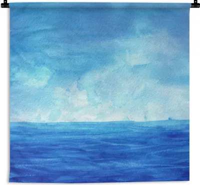 Produktbild von MuchoWow® Wandteppich Wandbehang Aquarell - Meer - Himmel 150x150 cm Tapisserie Dekoration Wandtuch - Wohnaccessoires - Modernes