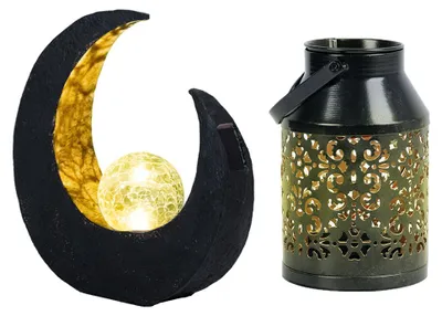 Produktbild von 2er Set LED Solarlampe, Halbmond, Pflanzgefäß