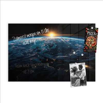 Produktbild von Magnettafel 90x60cm Pinnwand Whiteboard beschreibbar - Sonnenaufgang Erde