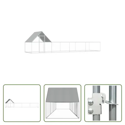 Image de The Living Store Poulailler 8x2x2 m Acier galvanisé