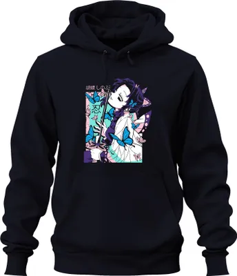 Produktbild von Demon Slayer 胡蝶しのぶ Shinobu Kocho Schmetterling Katana Anime Uni Hoodie Kapuzenpullover, Navy, M