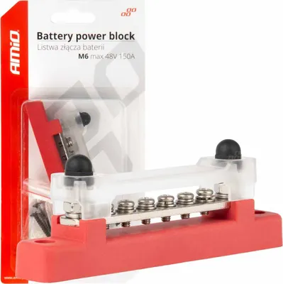 Produktbild von Bus Bar Masseverteiler AMIO-03810 M6 12V-48V 150A für Profisysteme