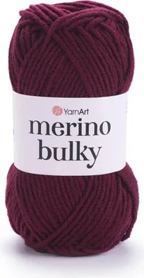 Produktbild von YarnArt Merino Bulky Garn 100g/100m in Rotwein – Ideal für Wintermode
